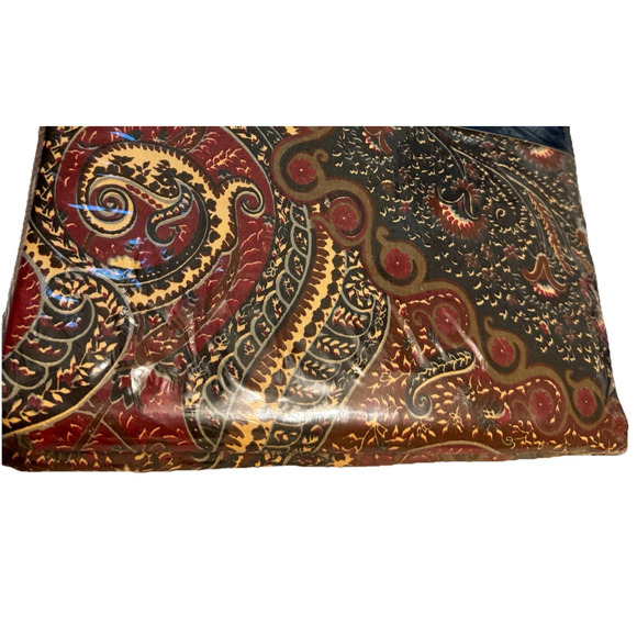 Vintage RALPH LAUREN KING Flat Sheet Whitbury Paisley Black Red Brown Combed - Picture 4 of 8